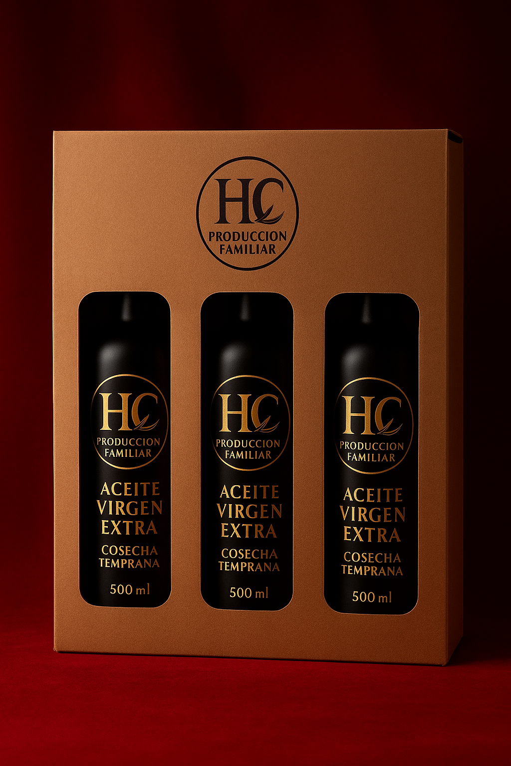 Estuche de 3 botellas de 500ml  premium HC produccion familiar .